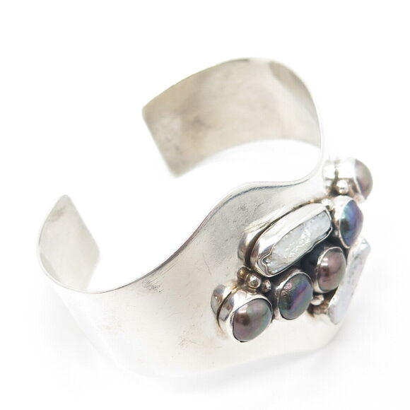 JAY KING DESERT ROSE TRADING Sterling Silver Vintage Real Pearl Bracelet 6.75" - Picture 5 of 8